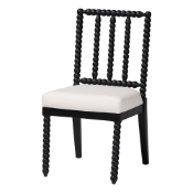 bali & pari Deya Bobbin Dining Chair - Wood Side Chair with Upholstered Seat and Spindle Backrest, Black